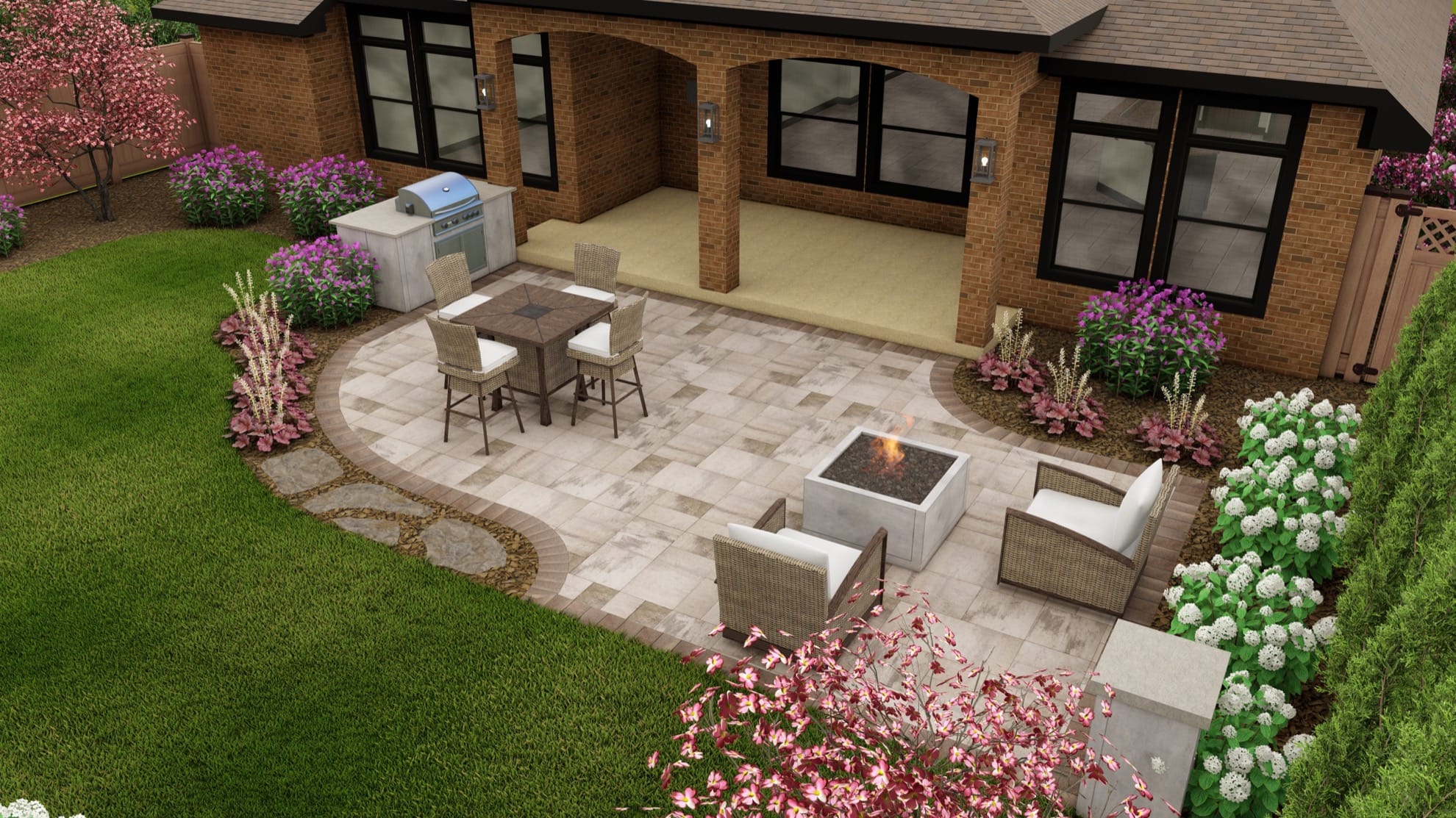 Origins™ Patio + Built-In Grill & Fire Pit