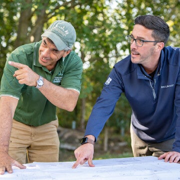 Contractor developing outdoor project design plans