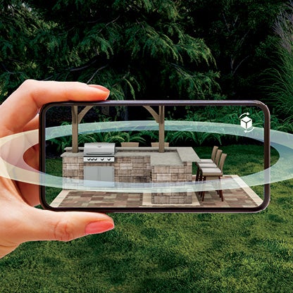 Image of AR (Augmented Reality) functionality, part of Belgard Rooms platform