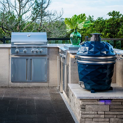 Outdoor appliances like a built-in Elements™ Grill and the Blue Diamond Smoker for a patio or deck.