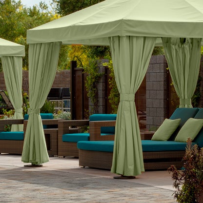 Outdoor Curtains are helpful when installed on a patio because they are adjustable, perfect for blocking the sun.